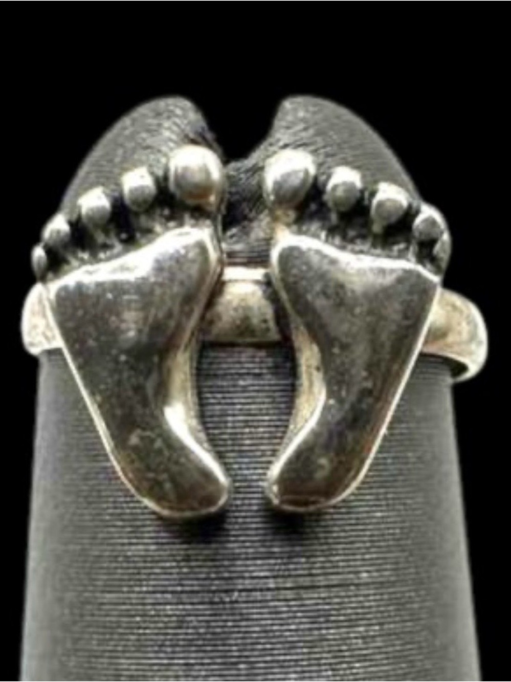 Sterling Silver 925 “Footprints” Toe Ring - 1.5 Adjustable